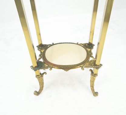 Victorian Style Brass Oval Onyx Marble Turned Finials Lamp Side Table Stand MINT