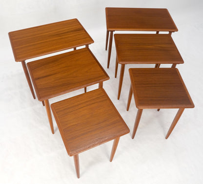 EstablishedLines Pair of 2 Sets of Teak Danish Mid Century Modern Dowel Legs Nesting Tables MINT!