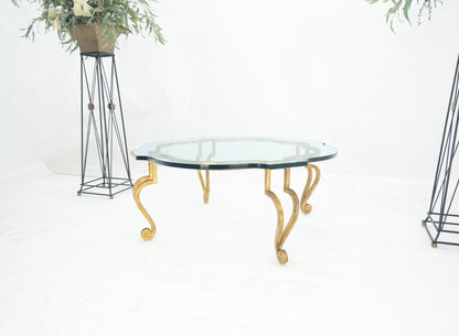 EstablishedLines Forged Metal Gilt Wrought Iron Scroll Leg Base 3/4" Glass Top Round Coffee Table