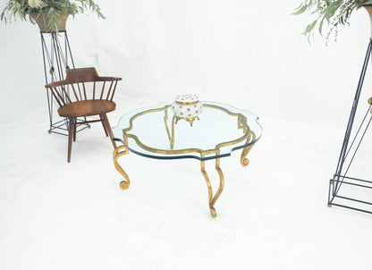 EstablishedLines Forged Metal Gilt Wrought Iron Scroll Leg Base 3/4" Glass Top Round Coffee Table