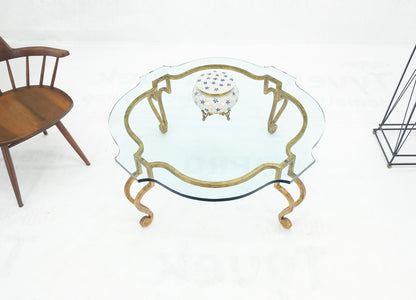 EstablishedLines Forged Metal Gilt Wrought Iron Scroll Leg Base 3/4" Glass Top Round Coffee Table