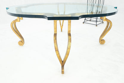 EstablishedLines Forged Metal Gilt Wrought Iron Scroll Leg Base 3/4" Glass Top Round Coffee Table