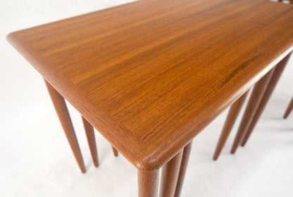 EstablishedLines Pair of 2 Sets of Teak Danish Mid Century Modern Dowel Legs Nesting Tables MINT!