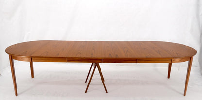 EstablishedLines Danish Teak Mid Century Modern Round Dining Banquet Conference Table 4 Leaf MINT