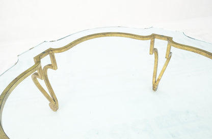 EstablishedLines Forged Metal Gilt Wrought Iron Scroll Leg Base 3/4" Glass Top Round Coffee Table