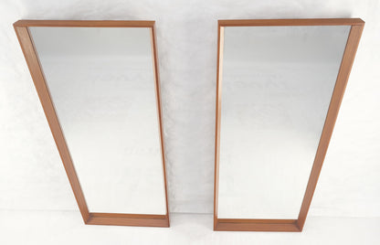 EstablishedLines Pair of Danish Mid Century Modern Solid Teak Frames Rectangle Wall Mirrors MINT!