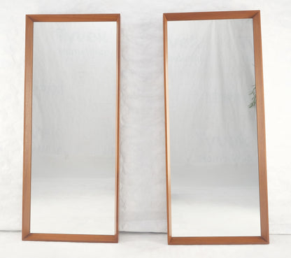 EstablishedLines Pair of Danish Mid Century Modern Solid Teak Frames Rectangle Wall Mirrors MINT!
