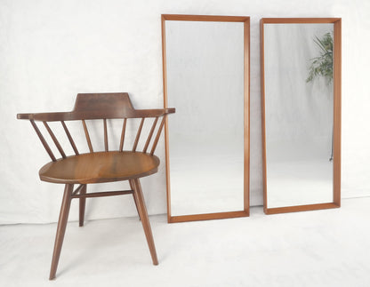 EstablishedLines Pair of Danish Mid Century Modern Solid Teak Frames Rectangle Wall Mirrors MINT!