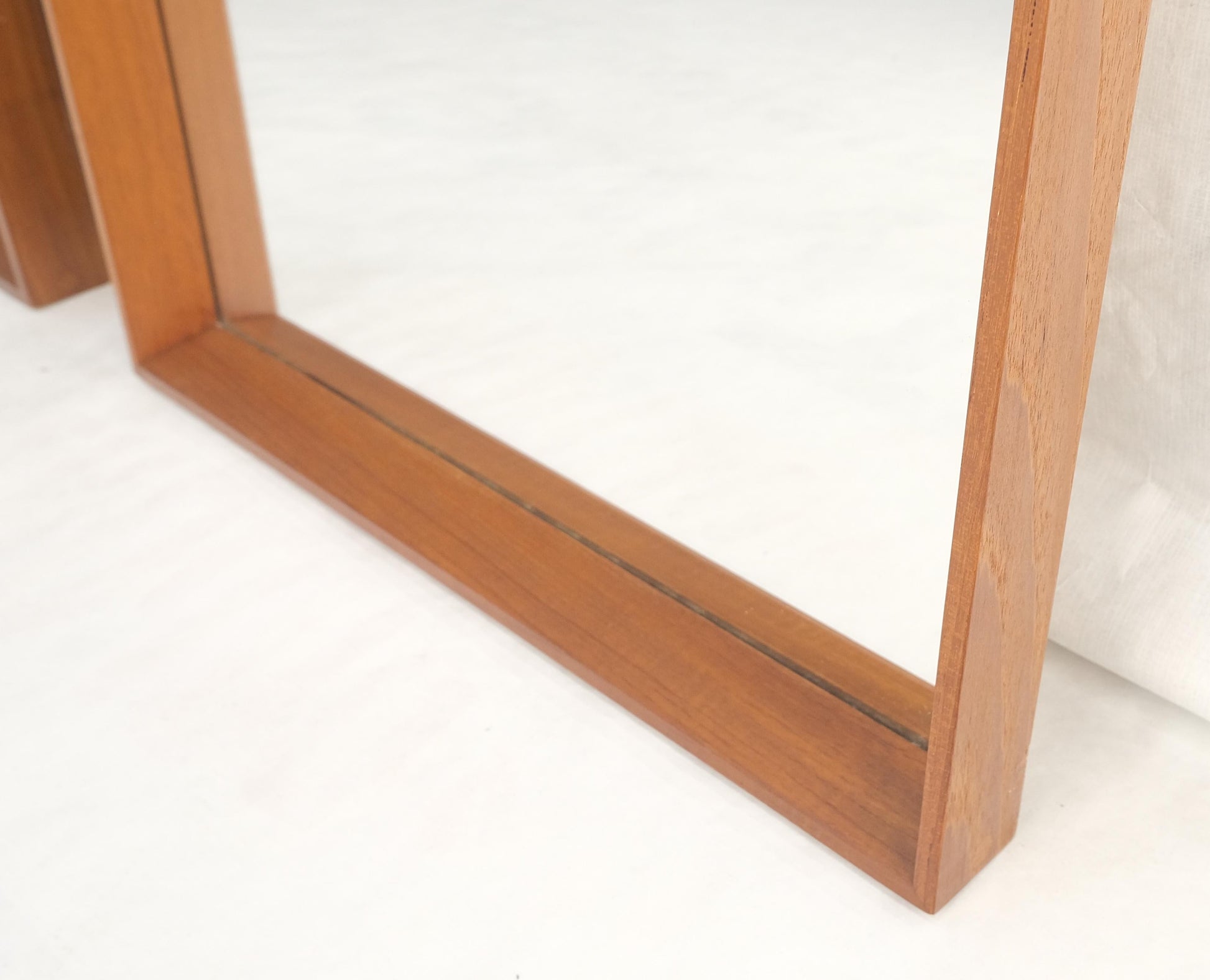 EstablishedLines Pair of Danish Mid Century Modern Solid Teak Frames Rectangle Wall Mirrors MINT!