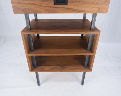 EstablishedLines Pair of Oiled Walnut 1 Drawer 3 Tier Side End Tables Stands Composite Top Mint!