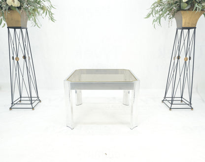 EstablishedLines Polished Aluminum Profile Brass Basel Smoked Glass Top Square Coffee Table MINT!