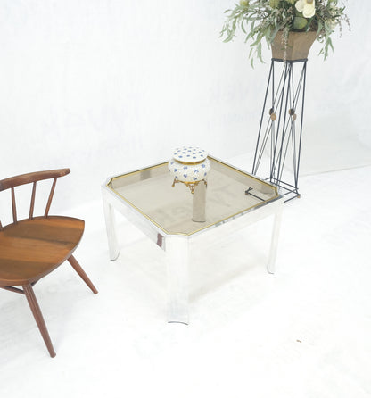 EstablishedLines Polished Aluminum Profile Brass Basel Smoked Glass Top Square Coffee Table MINT!