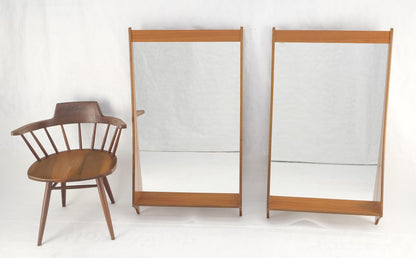 EstablishedLines Pair of Teak Danish Mid Century Modern Shelf Shape Frame  Wall Mirrors MINT!