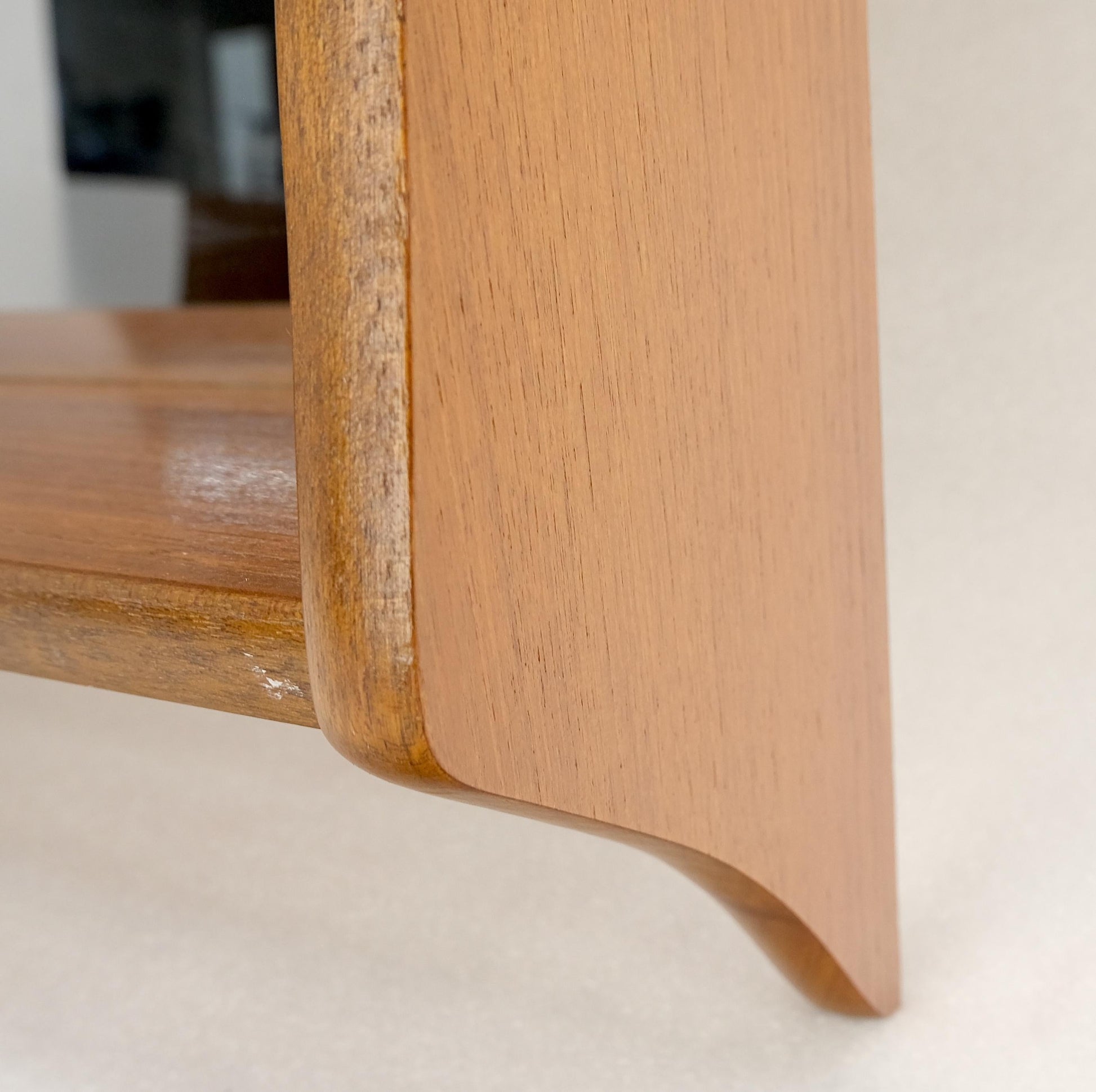 EstablishedLines Pair of Teak Danish Mid Century Modern Shelf Shape Frame  Wall Mirrors MINT!
