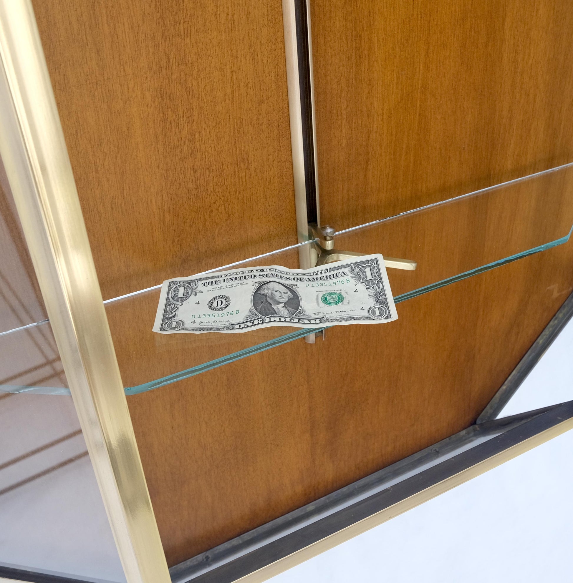 EstablishedLines Brass Glass Hanging Single Door Wall "Picture" Hanging Showcase Display Shelves