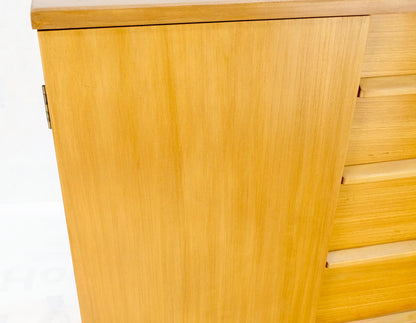 Mid-Century Modern Blond Birch 6 Drawers One Door Compartment Dresser Credenza