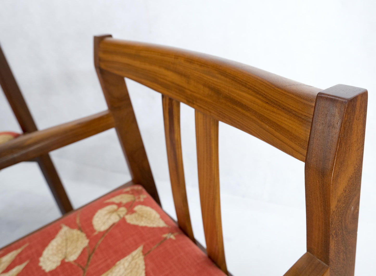 EstablishedLines Set of 8 Solid Rosewood Red Linen Fabric Upholstery Dining Arm Side Chairs