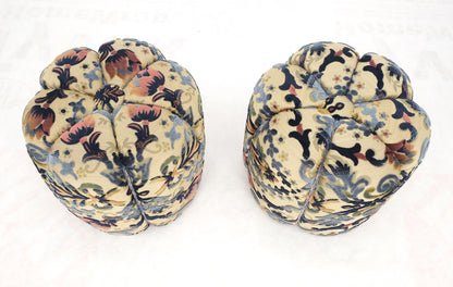 EstablishedLines Pair of Floral Upholstery Custom Studio Made Ottomans Poufs Benches Stool MINT!
