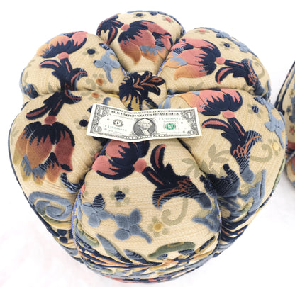 EstablishedLines Pair of Floral Upholstery Custom Studio Made Ottomans Poufs Benches Stool MINT!