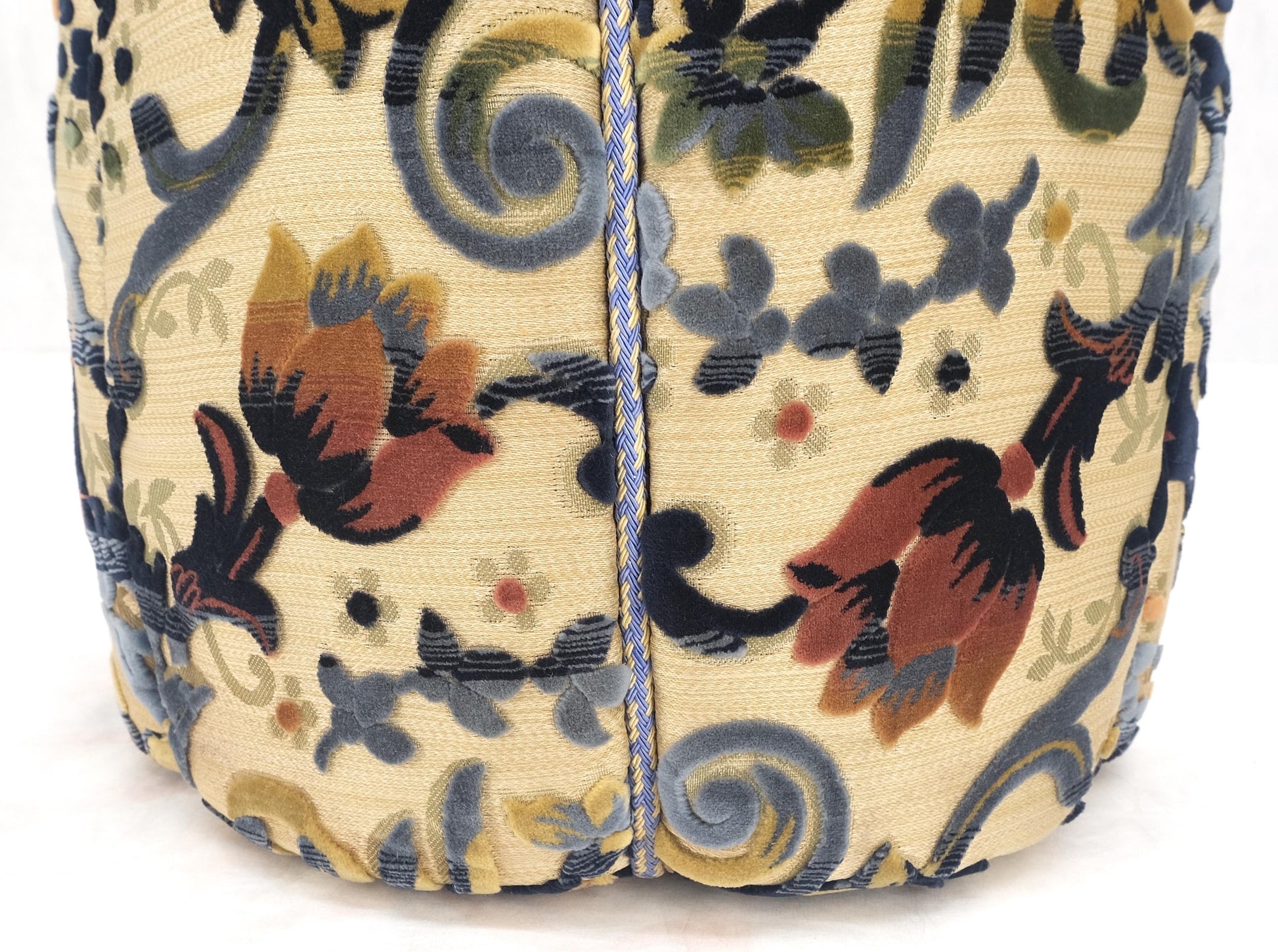 EstablishedLines Pair of Floral Upholstery Custom Studio Made Ottomans Poufs Benches Stool MINT!