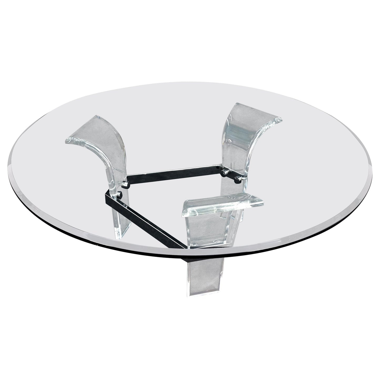 EstablishedLines Mid Century Modern Lucite Base 40" Glass Top Round Coffee Table MINT!