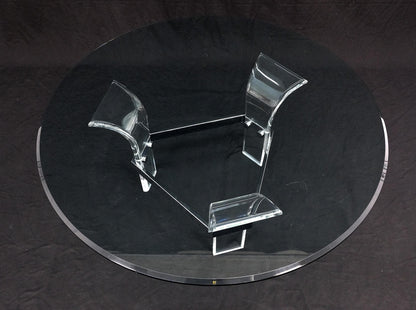 EstablishedLines Mid Century Modern Lucite Base 40" Glass Top Round Coffee Table MINT!