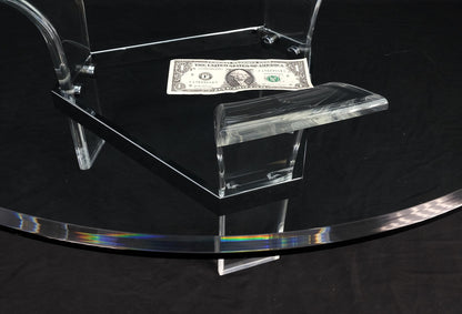 EstablishedLines Mid Century Modern Lucite Base 40" Glass Top Round Coffee Table MINT!