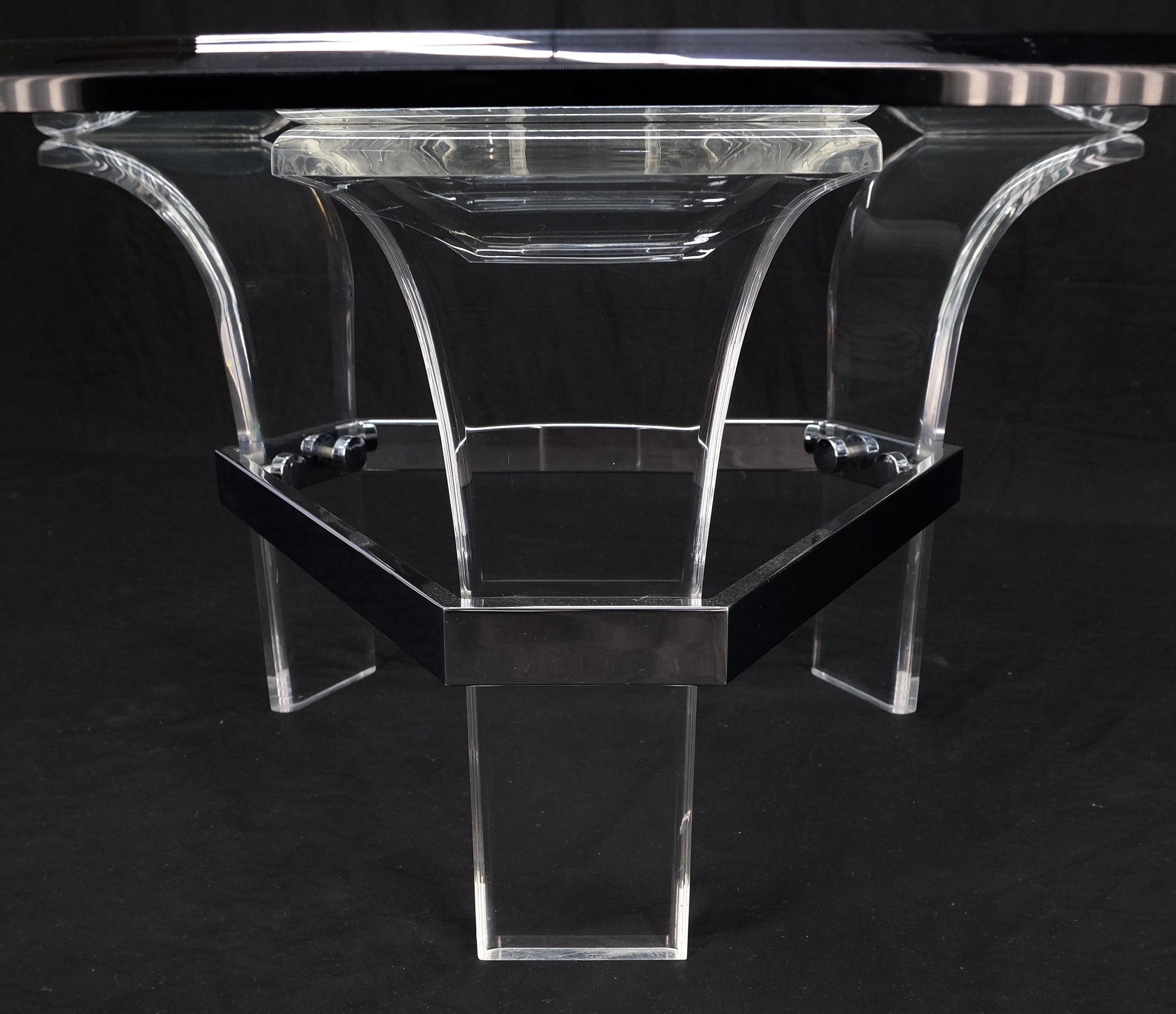 EstablishedLines Mid Century Modern Lucite Base 40" Glass Top Round Coffee Table MINT!