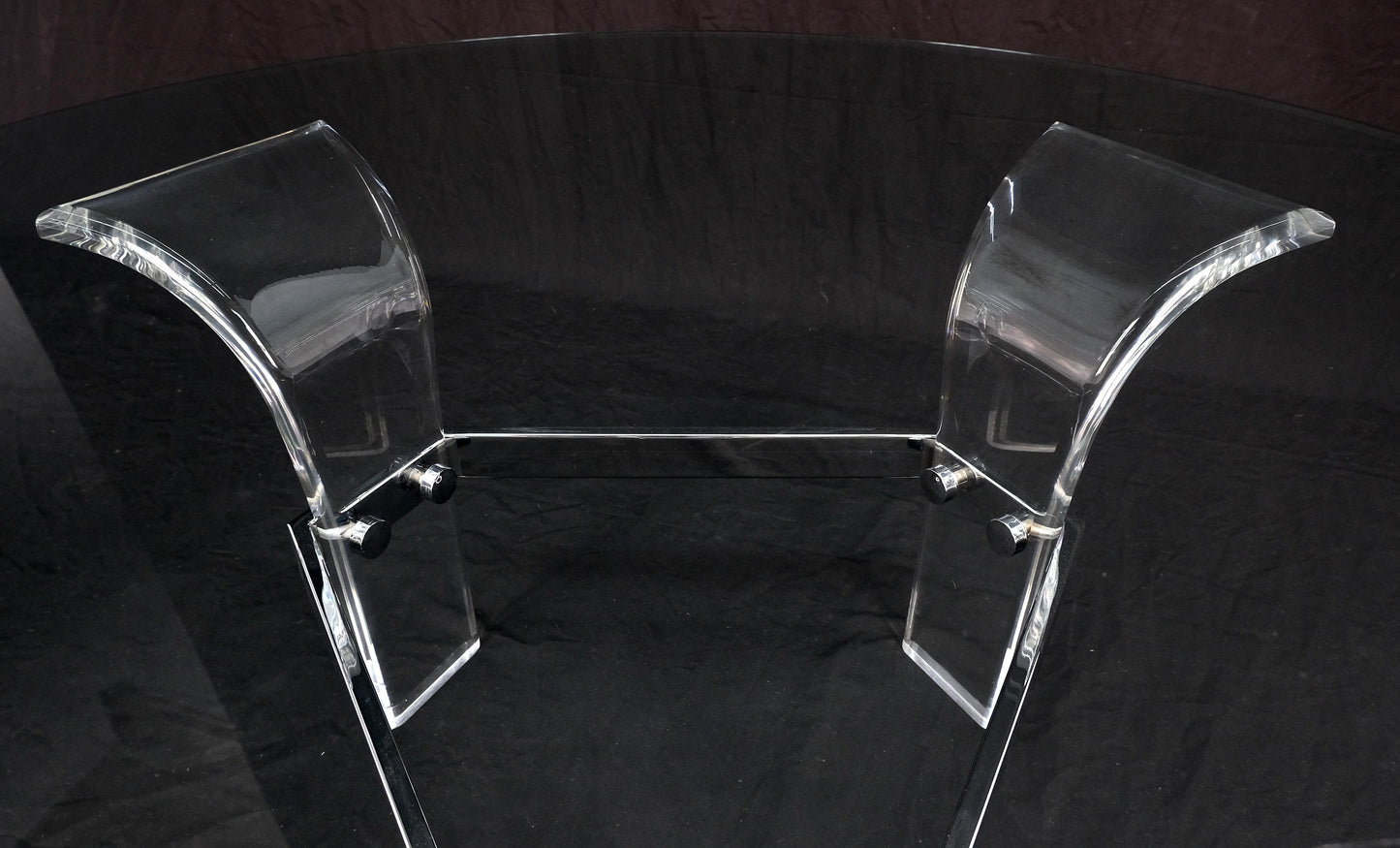 EstablishedLines Mid Century Modern Lucite Base 40" Glass Top Round Coffee Table MINT!