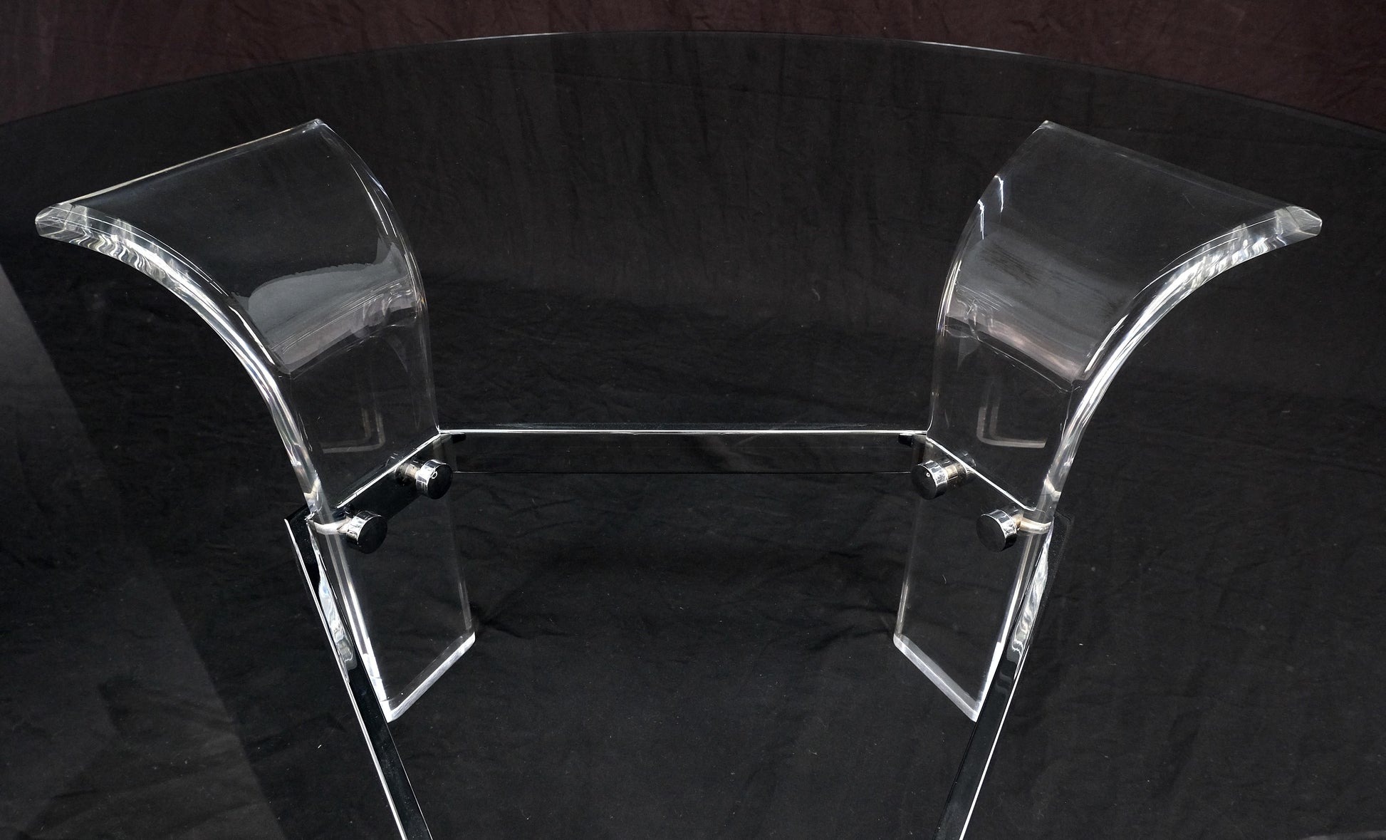 EstablishedLines Mid Century Modern Lucite Base 40" Glass Top Round Coffee Table MINT!