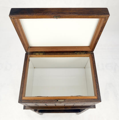Antique c1920s Art Deco Solid Oak Humidor on Stand w/ Built in Swivel Ashtray