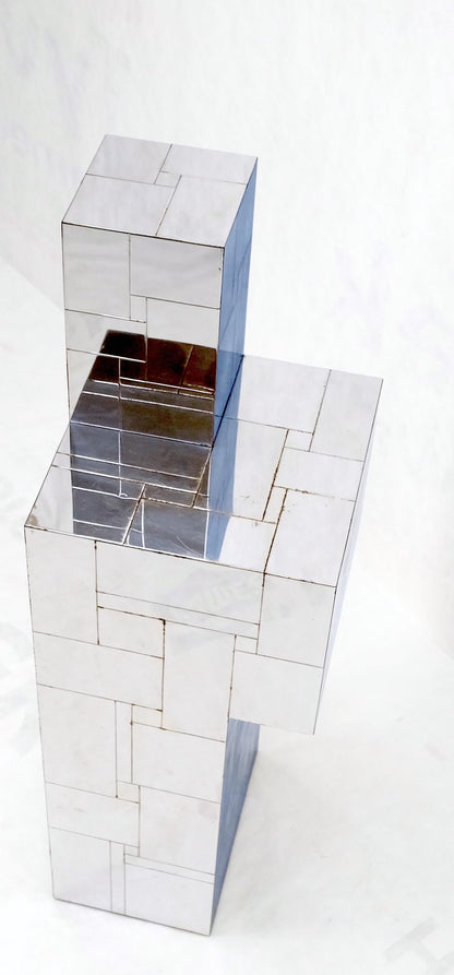Signed Paul Evans City Scape Polished Chrome Double Pedestal Mid Century Modern