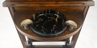 EstablishedLines Antique c1920s Art Deco Solid Oak Humidor on Stand w/ Built in Swivel Ashtray