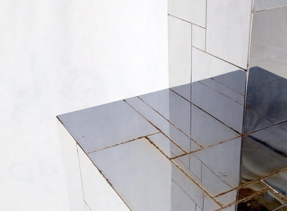 Signed Paul Evans City Scape Polished Chrome Double Pedestal Mid Century Modern