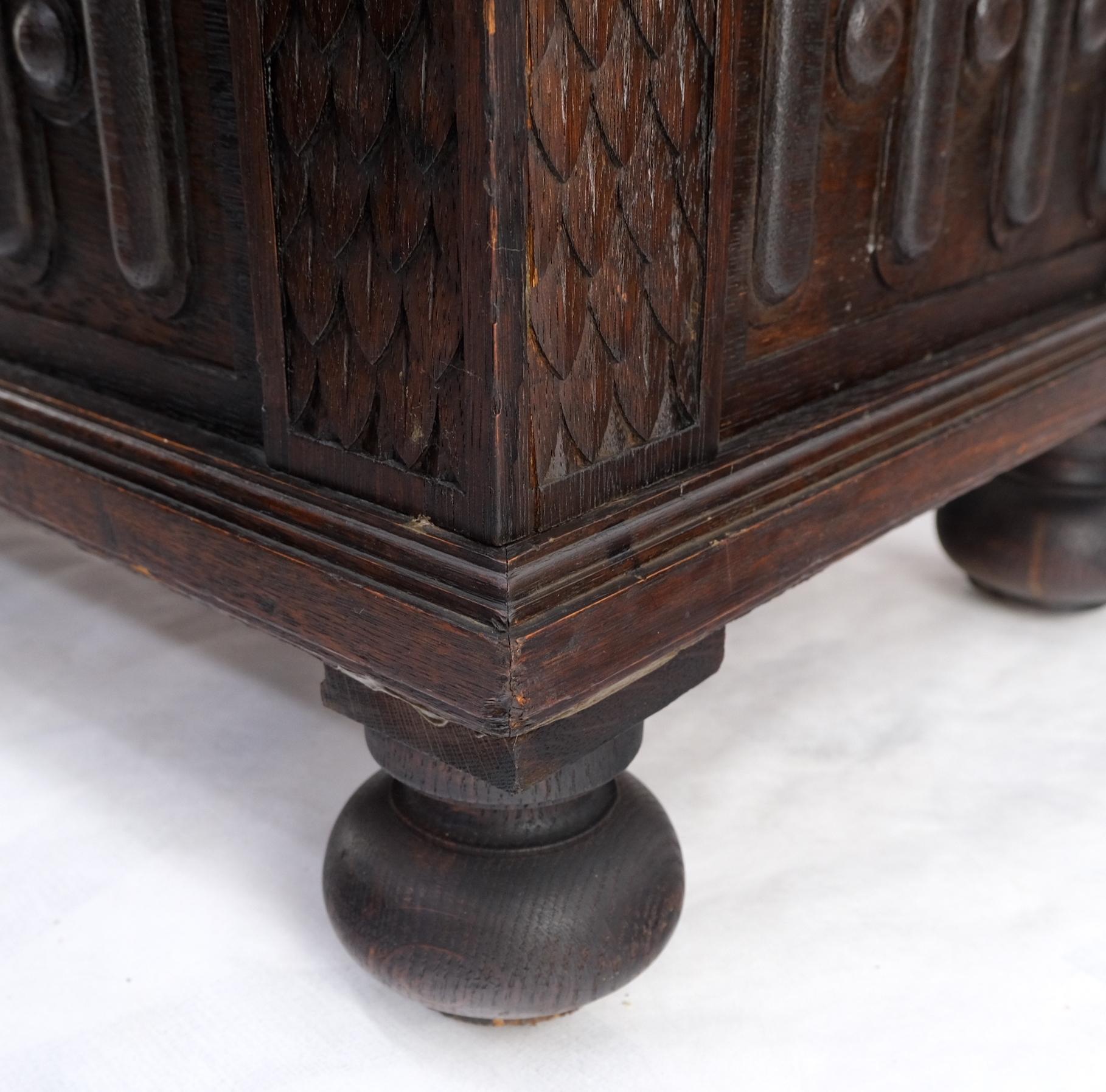 EstablishedLines Carved Oak Jacobean Style 3 Doors Drawers Server Credenza Cabinet Cupboard Mint