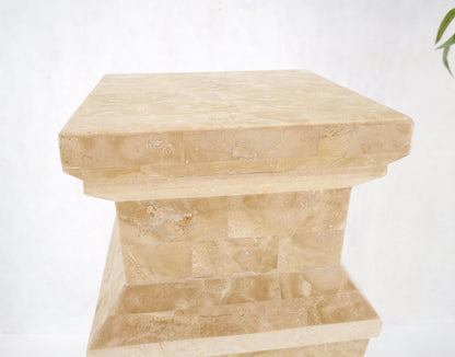 EstablishedLines Mid Century Tessellated Stone Inlay Square Tapered Shape Decorative Pedestal