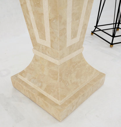 EstablishedLines Mid Century Tessellated Stone Inlay Square Tapered Shape Decorative Pedestal