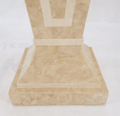 EstablishedLines Mid Century Tessellated Stone Inlay Square Tapered Shape Decorative Pedestal