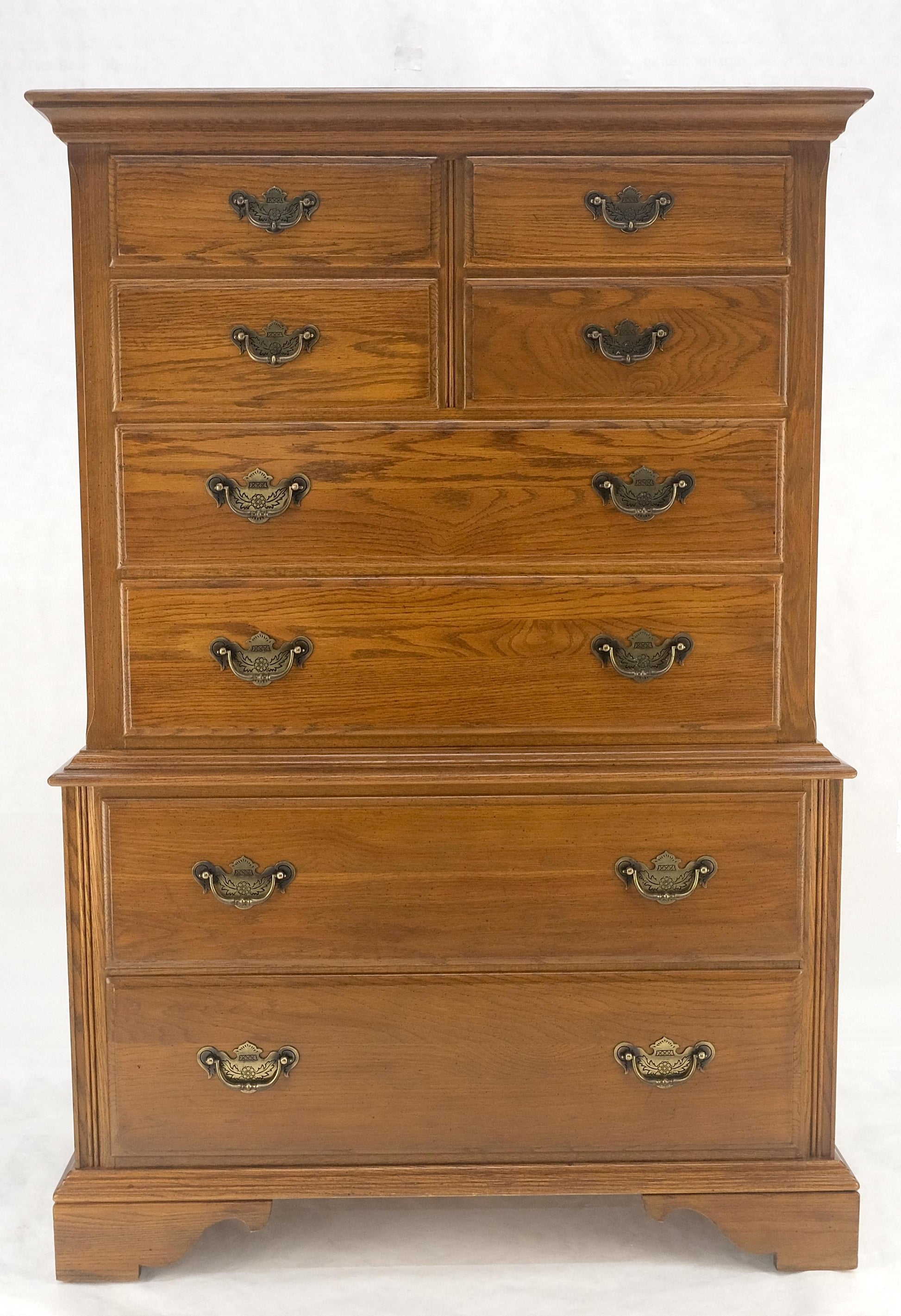 EstablishedLines Chestnut Chest on Chest High Boy 8 Drawers Chippendale Style Dresser MINT!