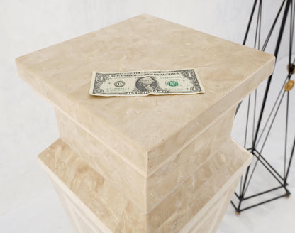 EstablishedLines Mid Century Tessellated Stone Inlay Square Tapered Shape Decorative Pedestal