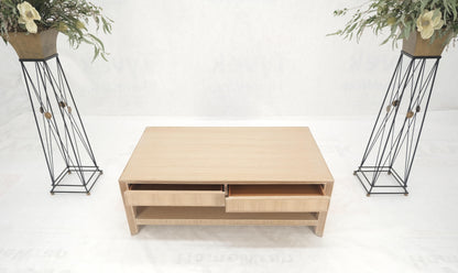 Cerused White Oak Two Drawers One Shelf Mid Century Modern Coffee Table MINT!