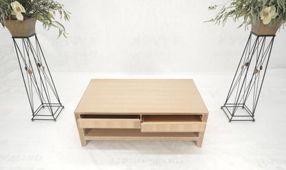 EstablishedLines Cerused White Oak Two Drawers One Shelf Mid Century Modern Coffee Table MINT!
