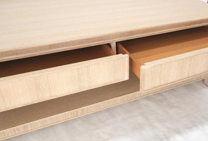 Cerused White Oak Two Drawers One Shelf Mid Century Modern Coffee Table MINT!