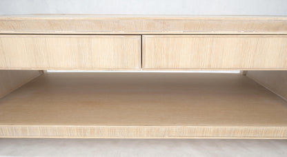 EstablishedLines Cerused White Oak Two Drawers One Shelf Mid Century Modern Coffee Table MINT!
