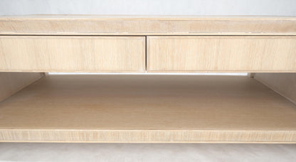 Cerused White Oak Two Drawers One Shelf Mid Century Modern Coffee Table MINT!