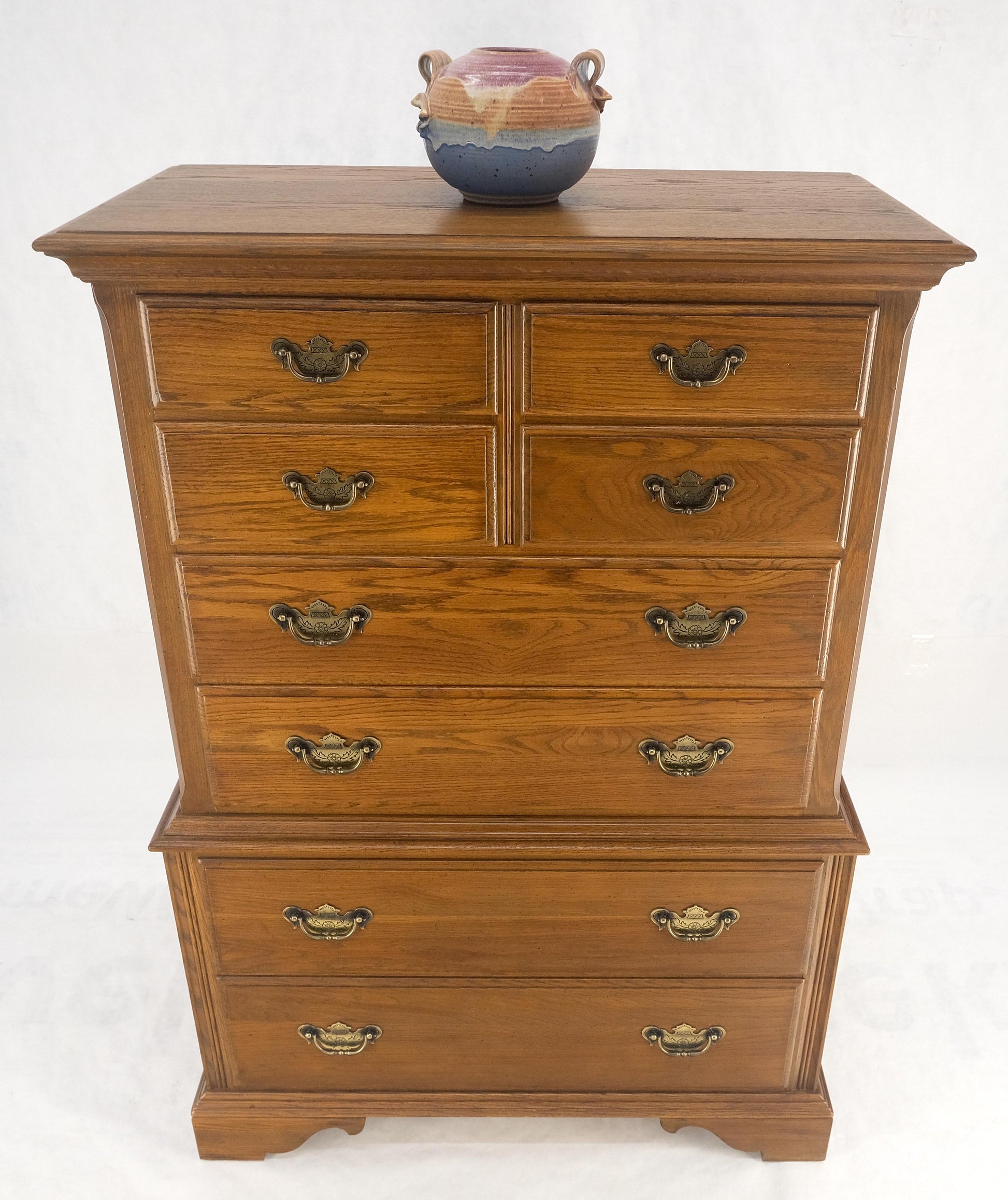 EstablishedLines Chestnut Chest on Chest High Boy 8 Drawers Chippendale Style Dresser MINT!