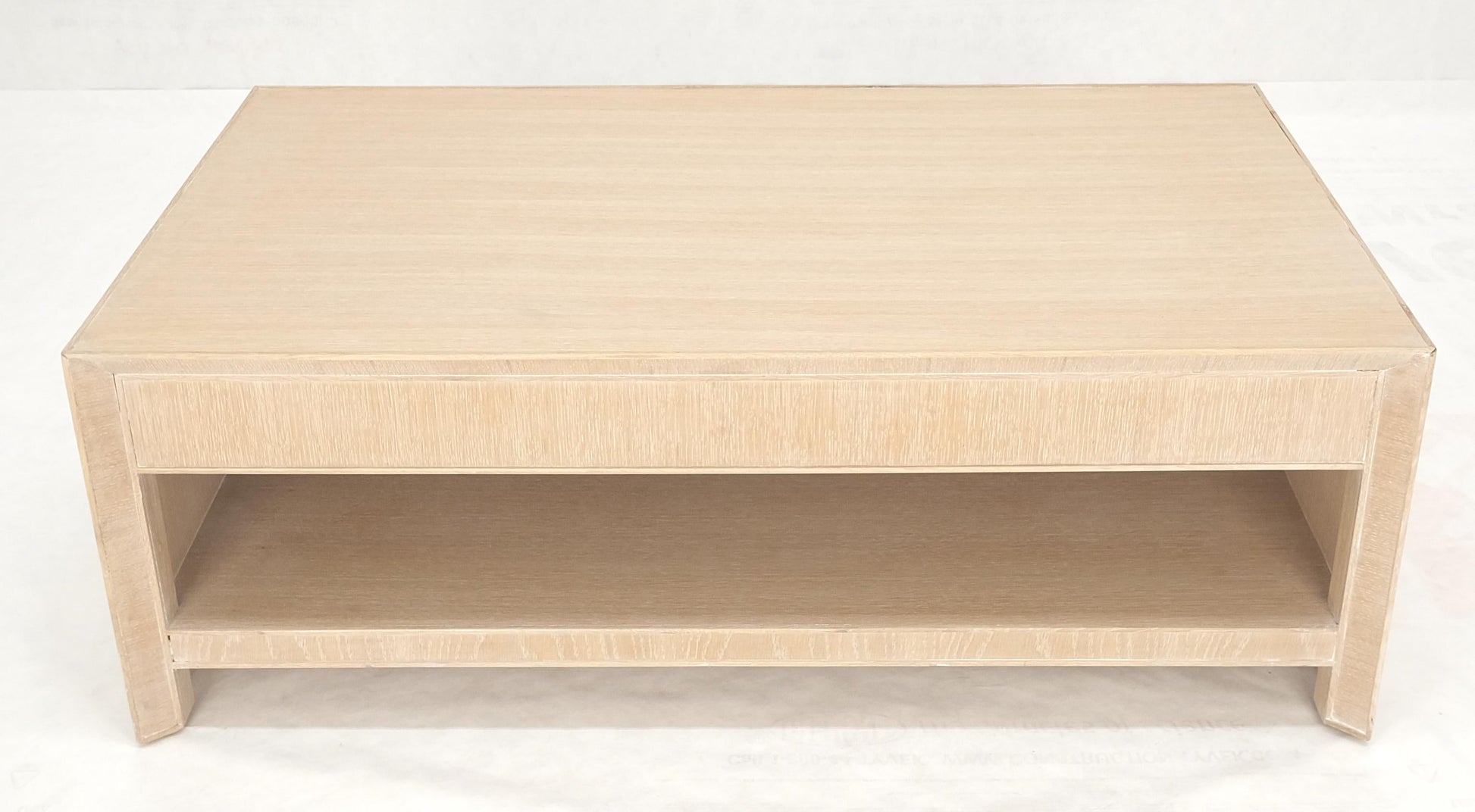 Cerused White Oak Two Drawers One Shelf Mid Century Modern Coffee Table MINT!