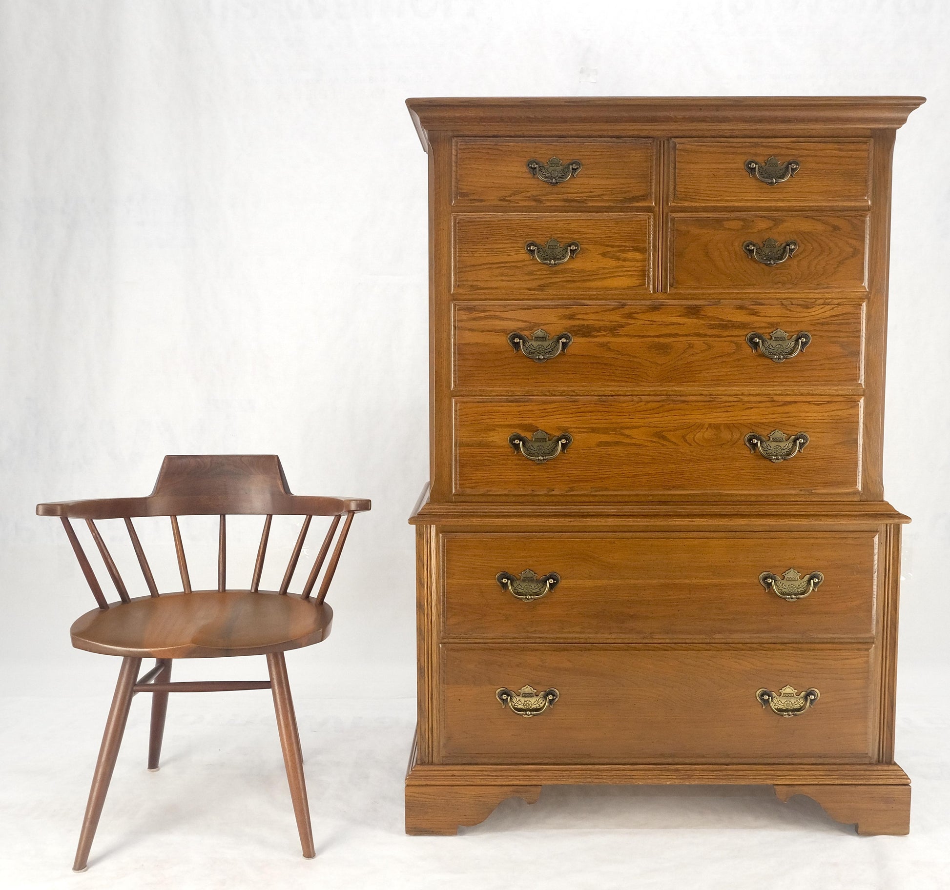 EstablishedLines Chestnut Chest on Chest High Boy 8 Drawers Chippendale Style Dresser MINT!
