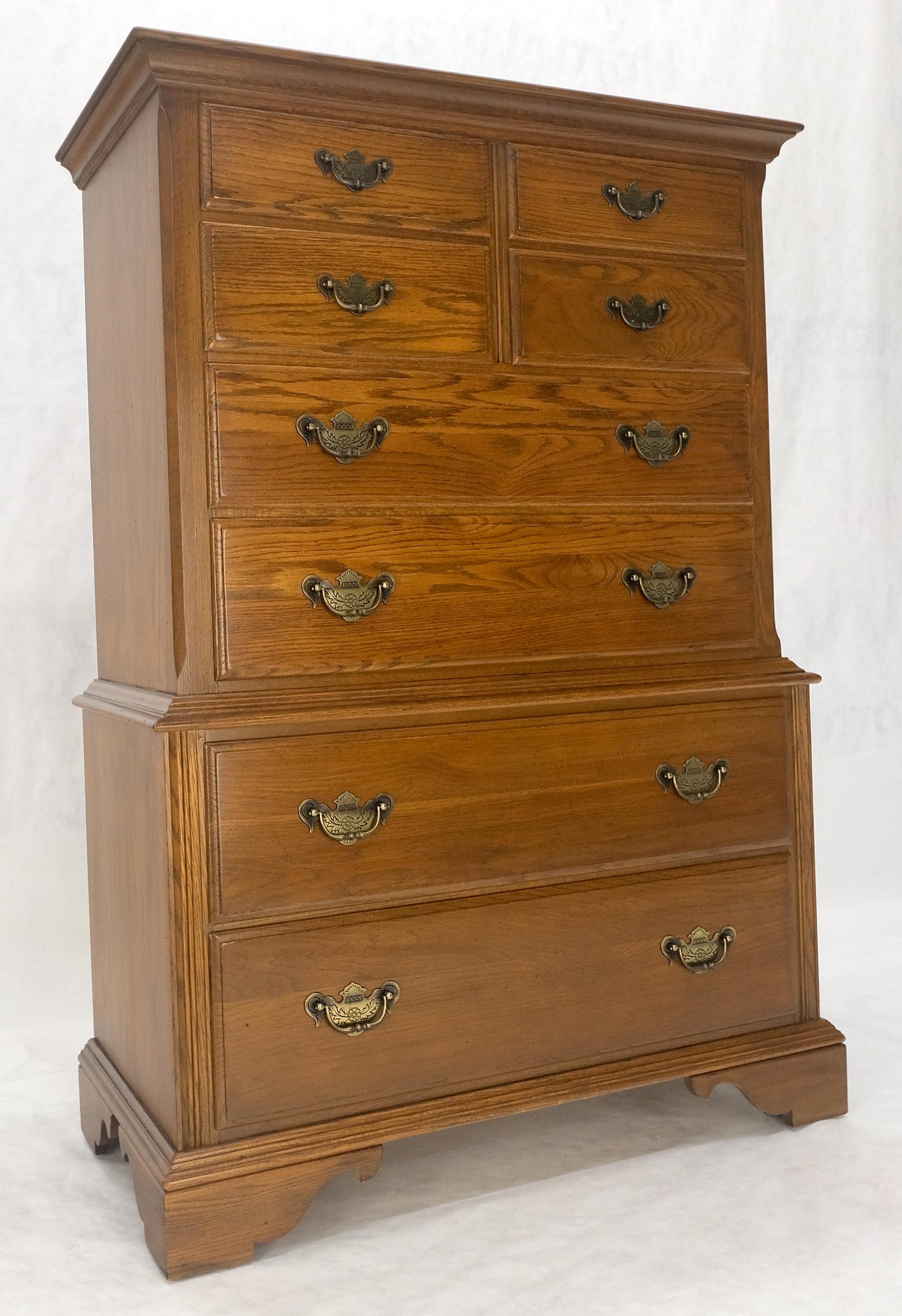 EstablishedLines Chestnut Chest on Chest High Boy 8 Drawers Chippendale Style Dresser MINT!
