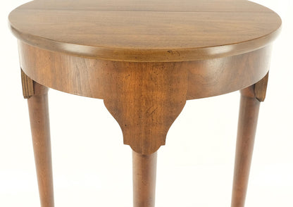 EstablishedLines Pair Walnut Baker Demilune Flip Top Round End Side Console Occasional Table MINT
